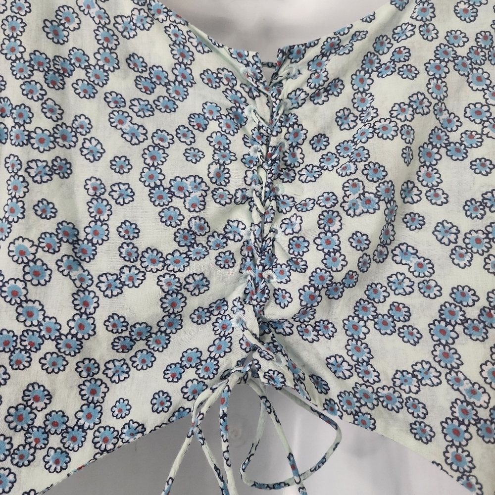 Maje Blue and White Floral Print Tiered Sundress Size 1 Backless Summer Dress - Picture 10 of 13